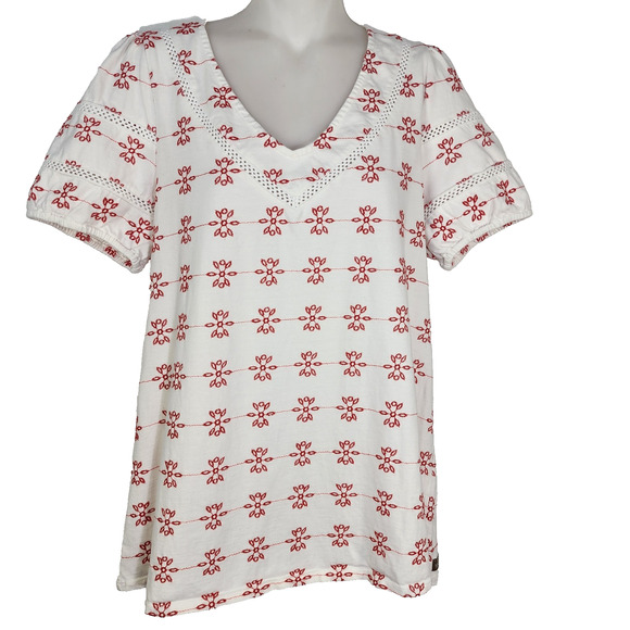 Matilda Jane Enchanted Garden Carolina Eyelet Top Women Small Floral Short Sleev - Picture 1 of 10